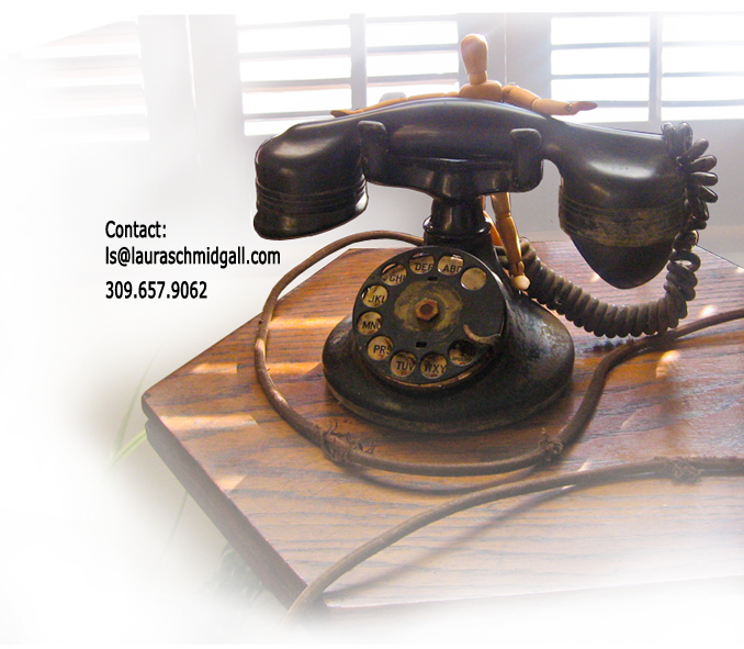 Contact info phone with manikin,