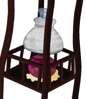 Close up of lantern in room illustration.